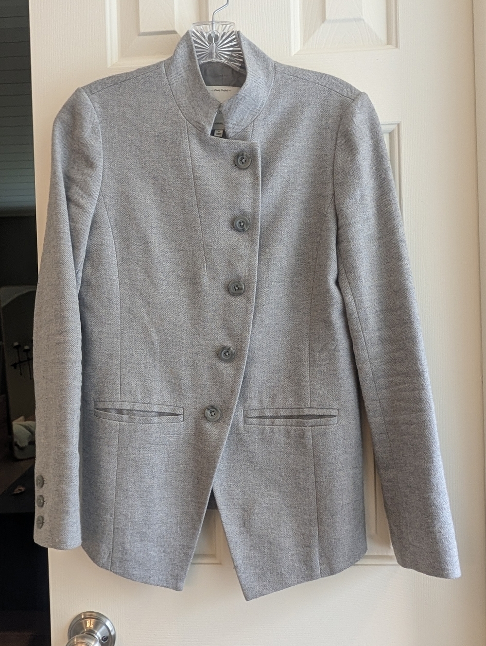 Madewell Gray Herringbone Stand Collar Blazer Jacket Size 0